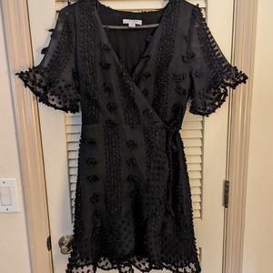 Dress, Wrap mini dress by Fablux, size small, black, EUC.
